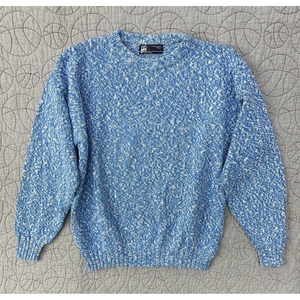 Vintage LOBO Pendleton Blue White‎ Heathered Variegated Cotton Sweater / Men's L